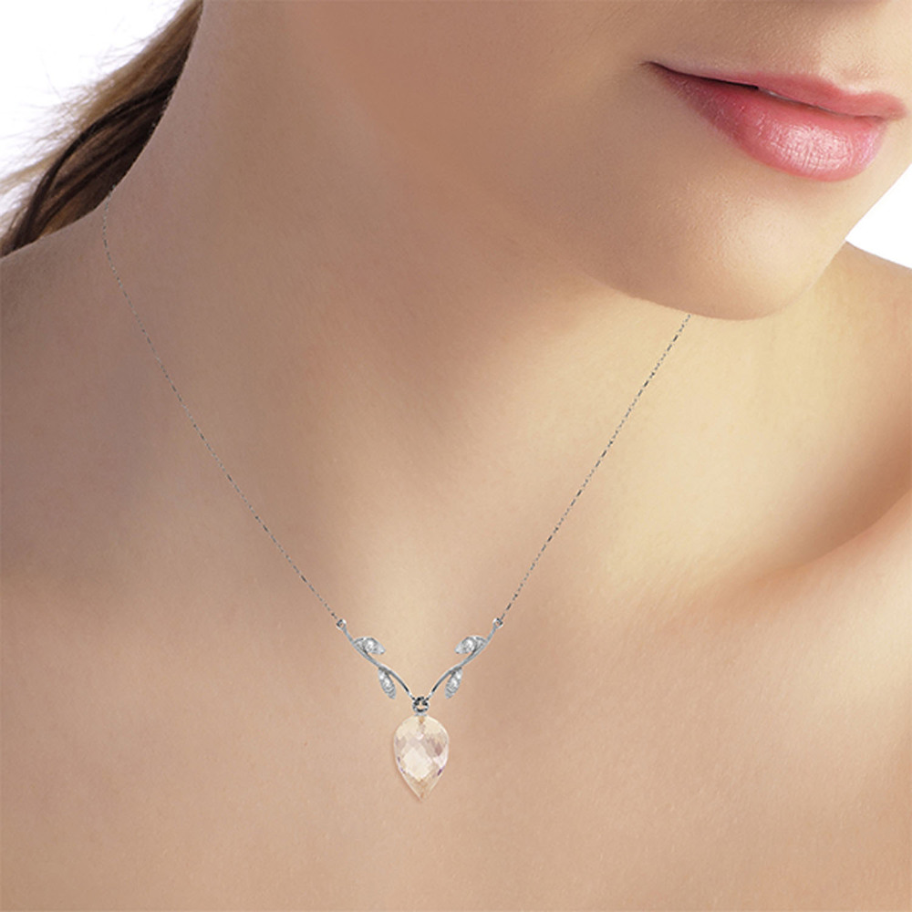 14K. NECKLACE WITH DIAMONDS & BRIOLETTE WHITE TOPAZ (White Gold) - Picture 2 of 2